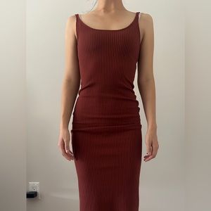 urban outfitter ribbed body con midi dress